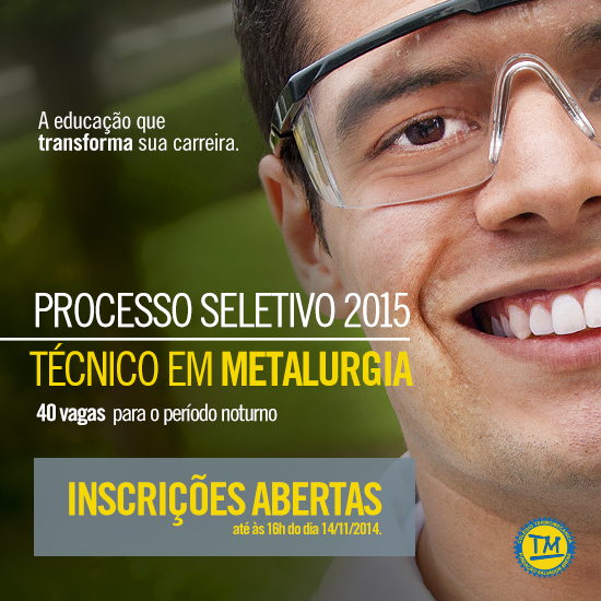 FUNDAÇÃO SALVADOR ARENA OFERECE VAGAS GRATUITAS PARA CURSO TÉCNICO EM METALURGIA
