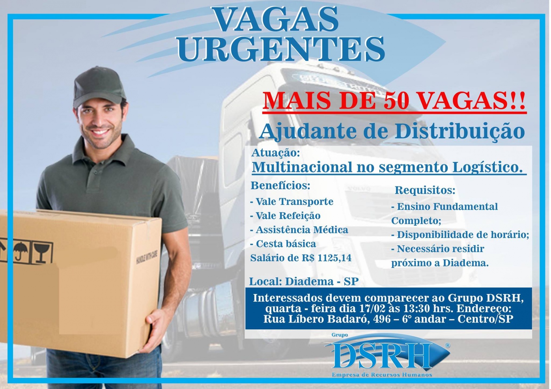 Vaga de Emprego no Grupo DSRH