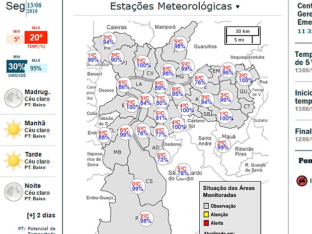 Cidades do ABC registram temperatura mais baixa do ano