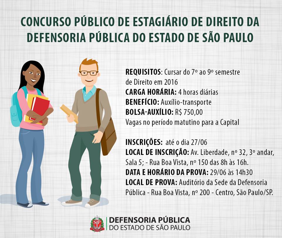 Defensoria Pública de SP faz seleção de Estagiário