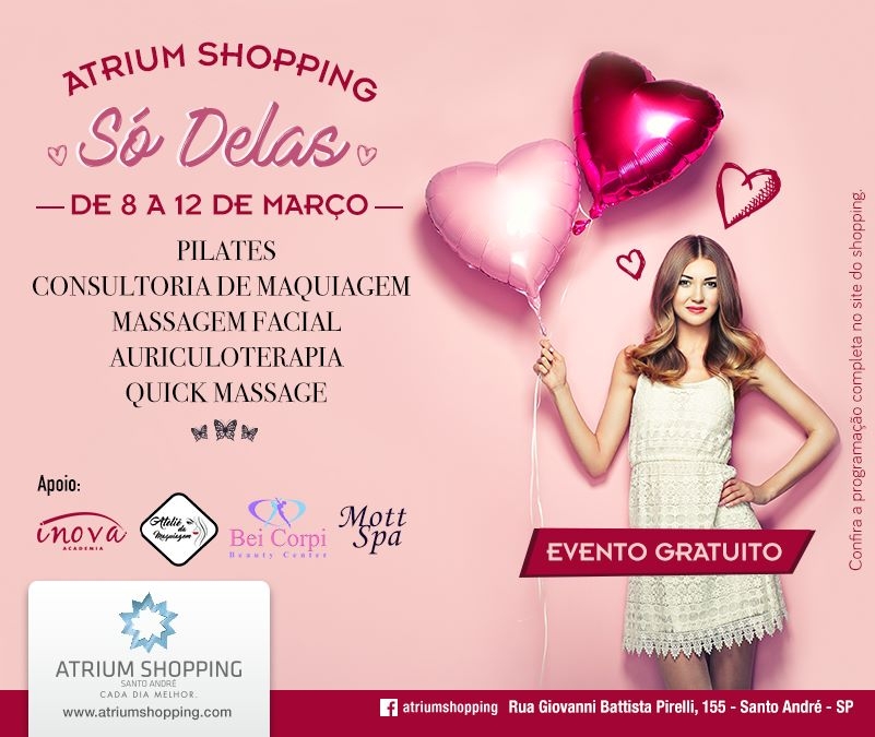 Atrium Shopping promove atividades gratuitas para as mulheres