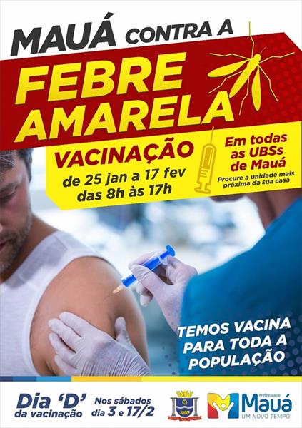 Mauá intensifica campanha de vacinação contra Febre Amarela
