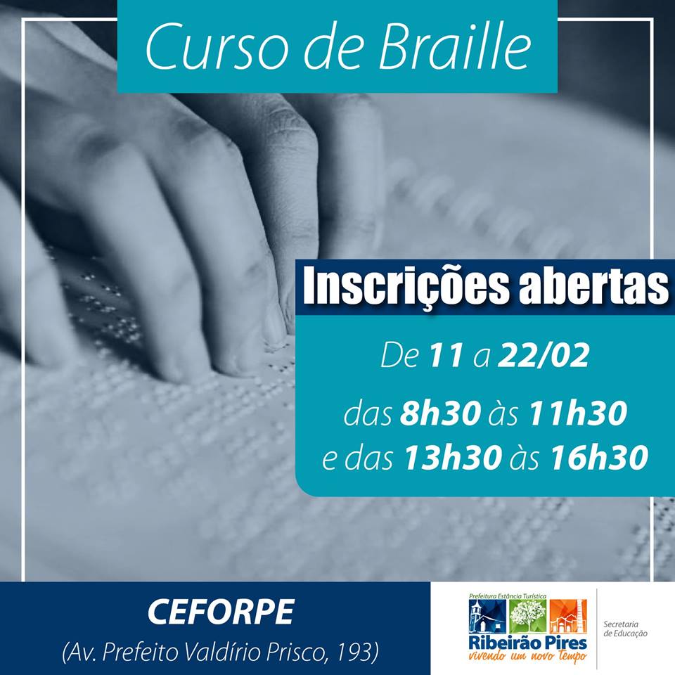 Prefeitura abre inscrições para curso gratuito de braile