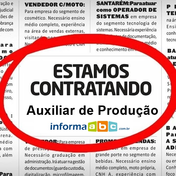 OPORTUNIDADE PRIMEIRO EMPREGO – Ajudante de Produção