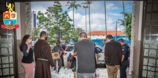 Força de Segurança do Grande ABC entregam os alimentos doados durante a campanha de vacinação