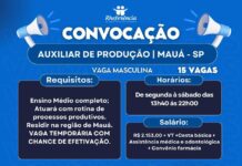 VAGA DE AUXILIAR DE PRODUÇÃO